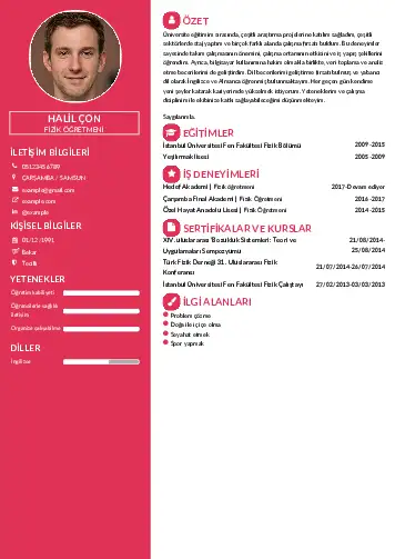 Fizik Öğretmeni CV Örnekleri cv indir